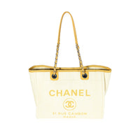 Chanel Yellow Raffia Small Deauville Tote