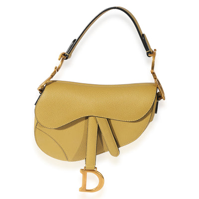 Christian Dior Beige Grained Leather Mini Saddle Bag