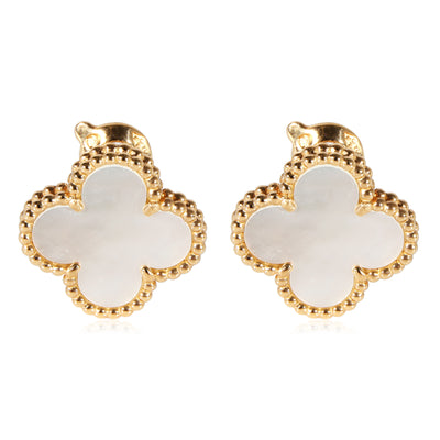 Van Cleef & Arpels Alhambra Mother Of Pearl Earrings in 18k Yellow Gold