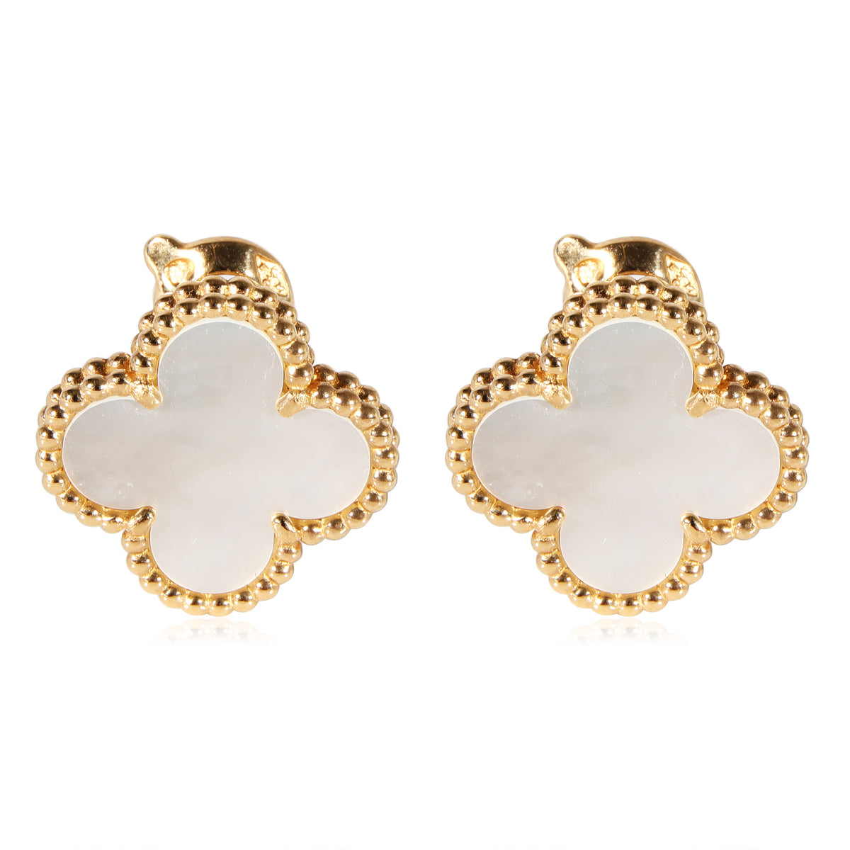 Van Cleef & Arpels Alhambra Mother Of Pearl Earrings in 18k Yellow Gold