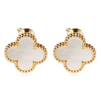 Van Cleef & Arpels Alhambra Mother Of Pearl Earrings in 18k Yellow Gold