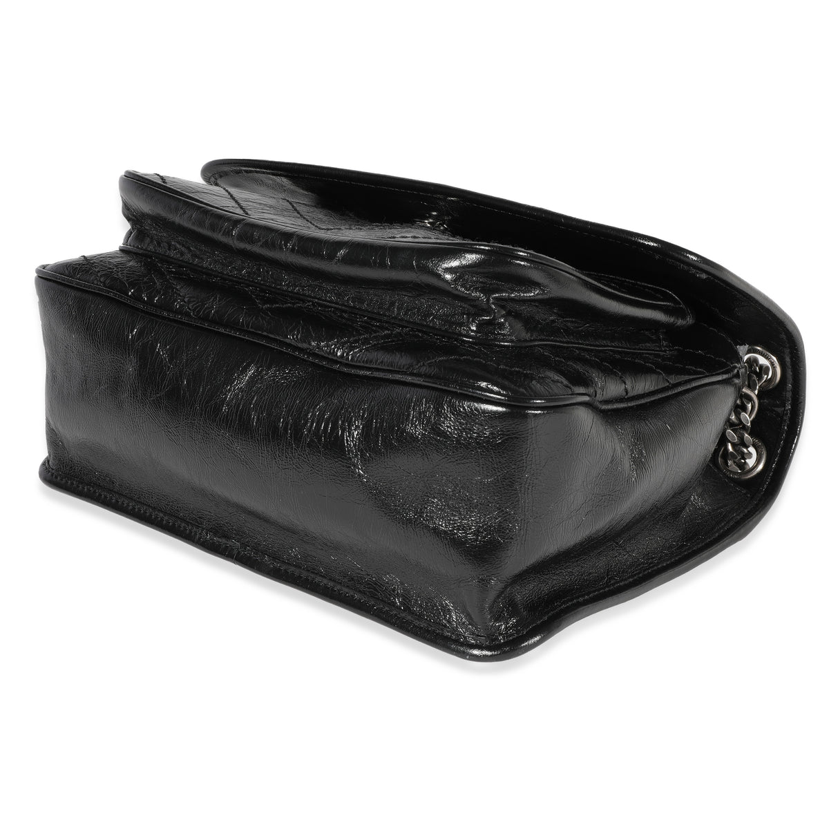 Saint Laurent Black Crinkled Vintage Leather Medium Niki Bag