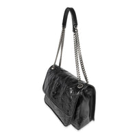 Saint Laurent Black Crinkled Vintage Leather Medium Niki Bag