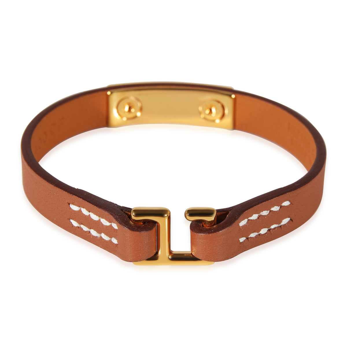 Hermes Rivale Mini Bracelet, Gold Color Swift Leather Gold Plated Hardware