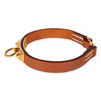 Hermes Rivale Mini Bracelet, Gold Color Swift Leather Gold Plated Hardware