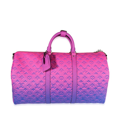 Louis Vuitton Pink & Blue Monogram Taurillon Illusion Keepall Bandoulière 50