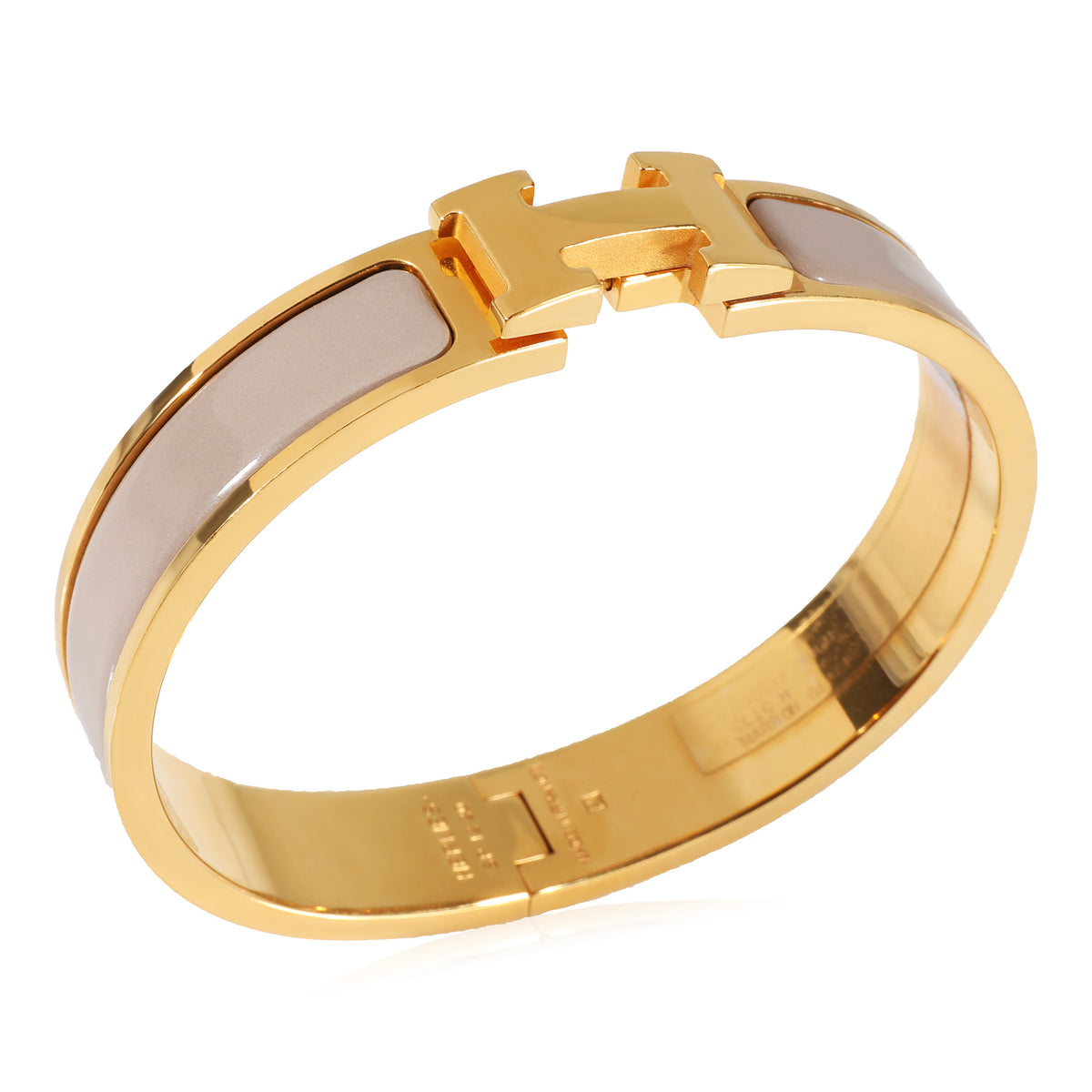 Hermes Clic Clac H Bracelet Black Enamel and 18K Pink Gold,Medium