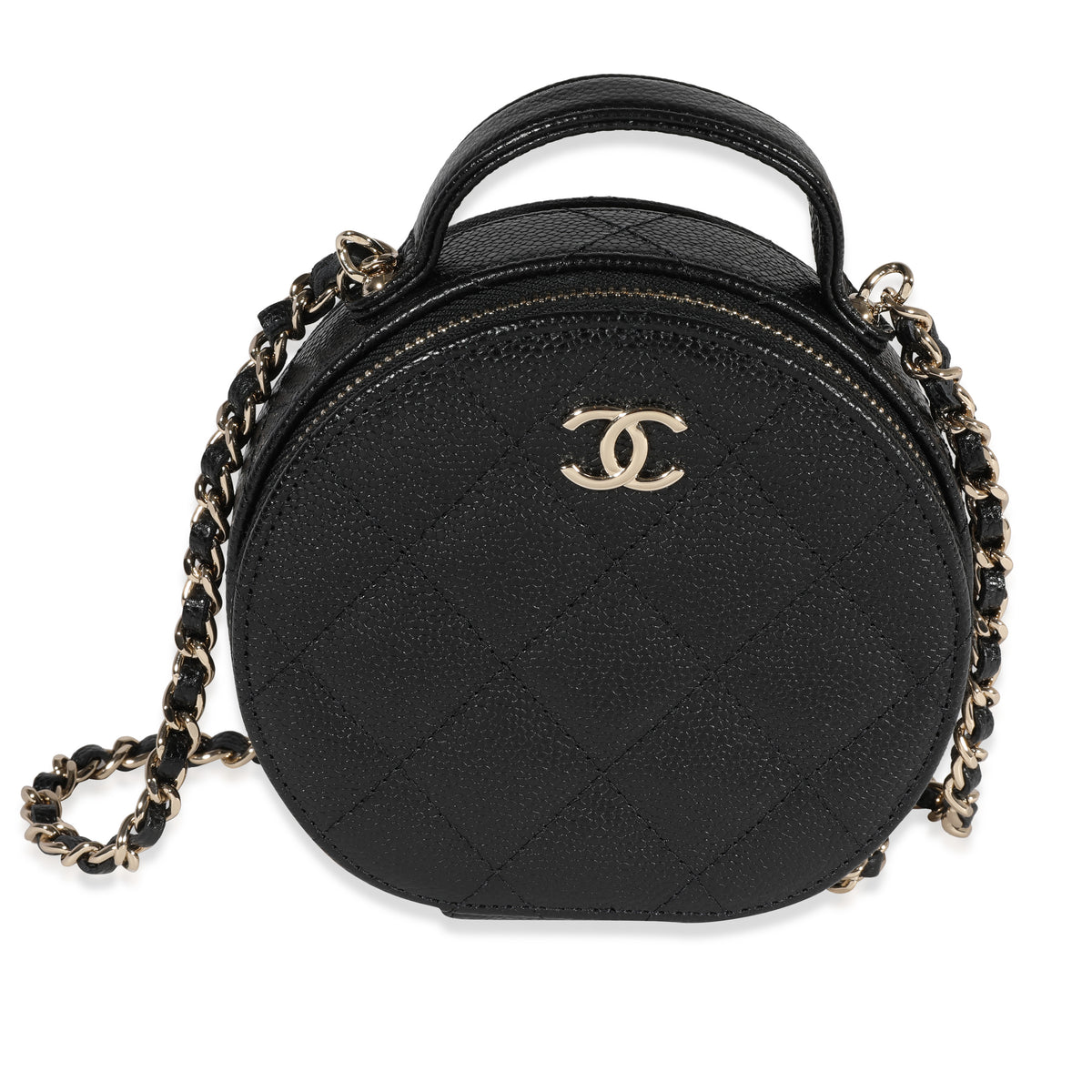 CHANEL, Bags, Chanel Caviar Quilted Round Handle With Care Vanity With  Chain Black
