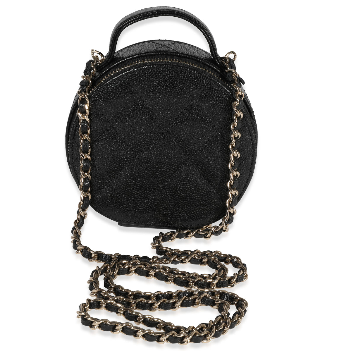 Chanel Black Quilted Caviar Handle With Care Vanity Bag