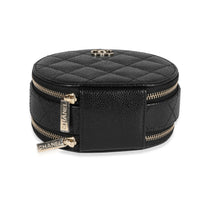 Chanel Black Quilted Caviar Handle With Care Vanity Bag