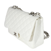 Chanel White Quilted Caviar Jumbo Classic Single Flap Bag