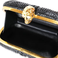 Alexander McQueen Black Woven Leather Brittania Skull Box Clutch