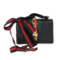 Gucci Black Calfskin & Web Small Sylvie Shoulder Bag