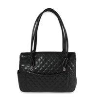 Black Quilted Lambskin Ligne Cambon Flap Bag
