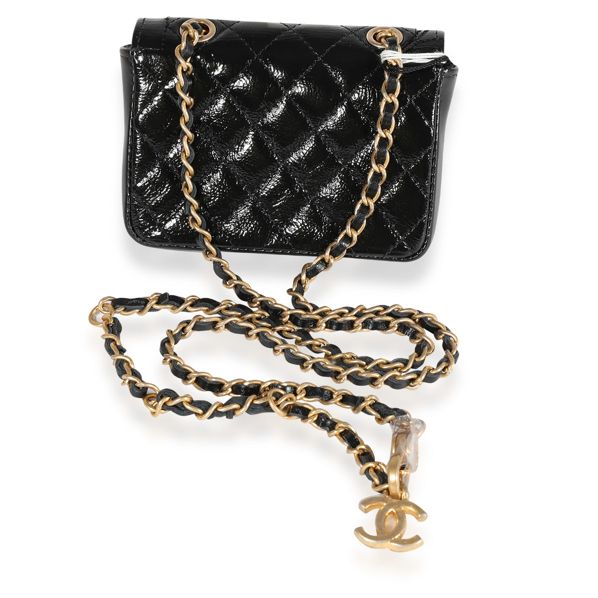 Chanel Black Quilted Patent Leather Mini Belt Bag