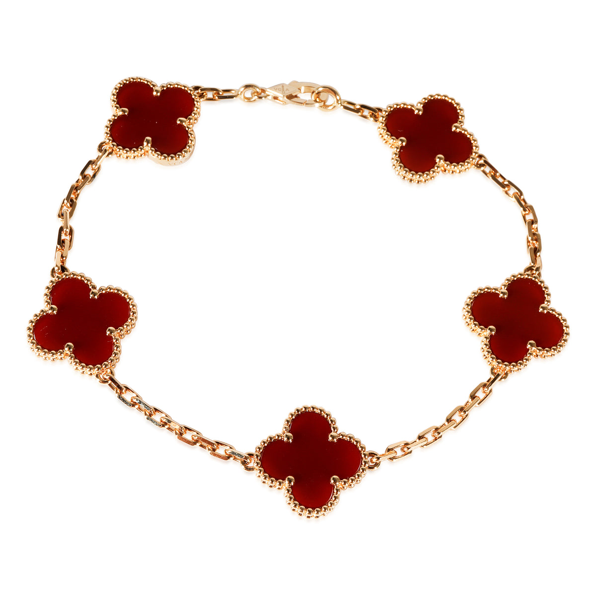 Van Cleef & Arpels Vintage Alhambra Carnelian Bracelet in 18K Yellow Gold