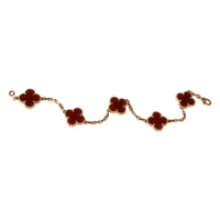 Van Cleef & Arpels Vintage Alhambra Carnelian Bracelet in 18K Yellow Gold