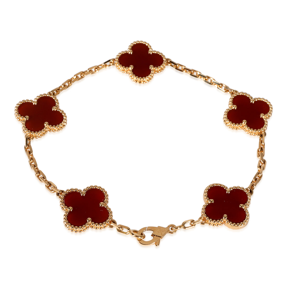 Van Cleef & Arpels Vintage Alhambra Carnelian Bracelet in 18K Yellow Gold