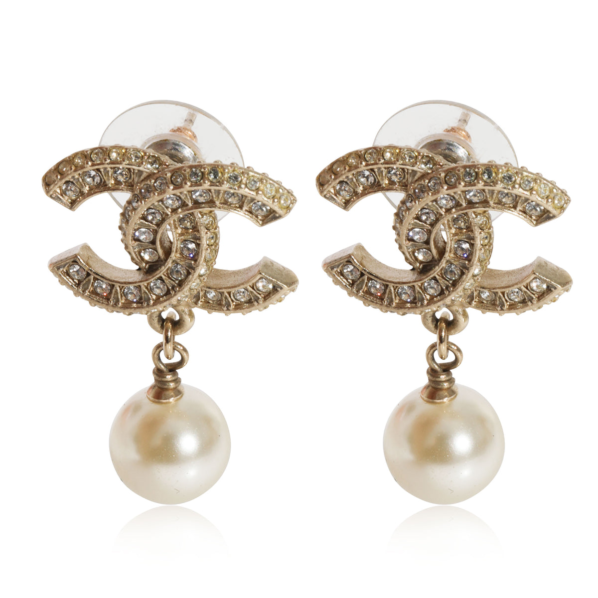 CHANEL Pearl CC Drop Earrings in Gold  eBay