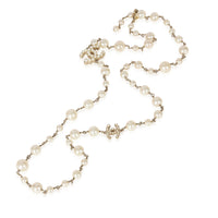 Chanel Gold Tone Karl Lagerfeld Long Pearl Necklace