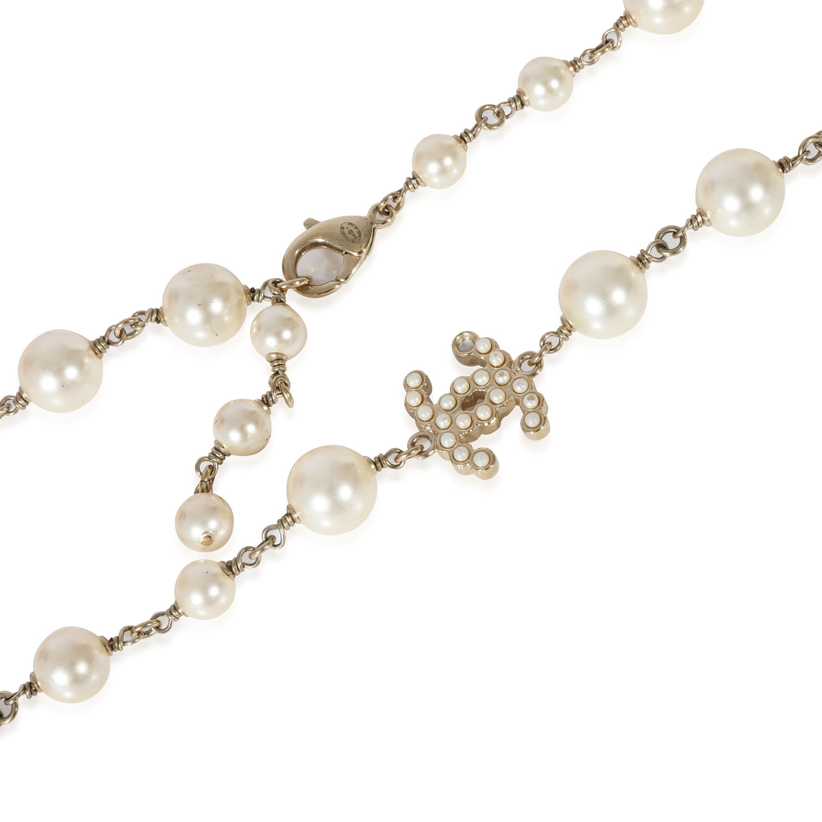 Chanel Gold Tone Karl Lagerfeld Long Pearl Necklace