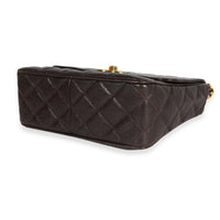 Chanel Vintage Brown Quilted Caviar Square Flap Shoulder Bag