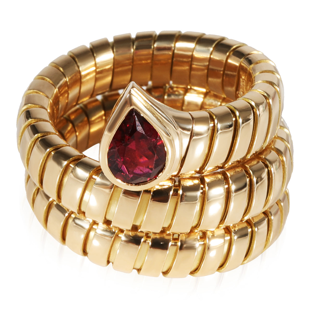 BVLGARI Serpenti Tubogas Garnet Ring in 18K Yellow Gold myGemma