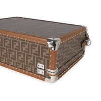 Fendi Brown FF Jacquard Motif Glazed Fabric Medium Rigid Suitcase