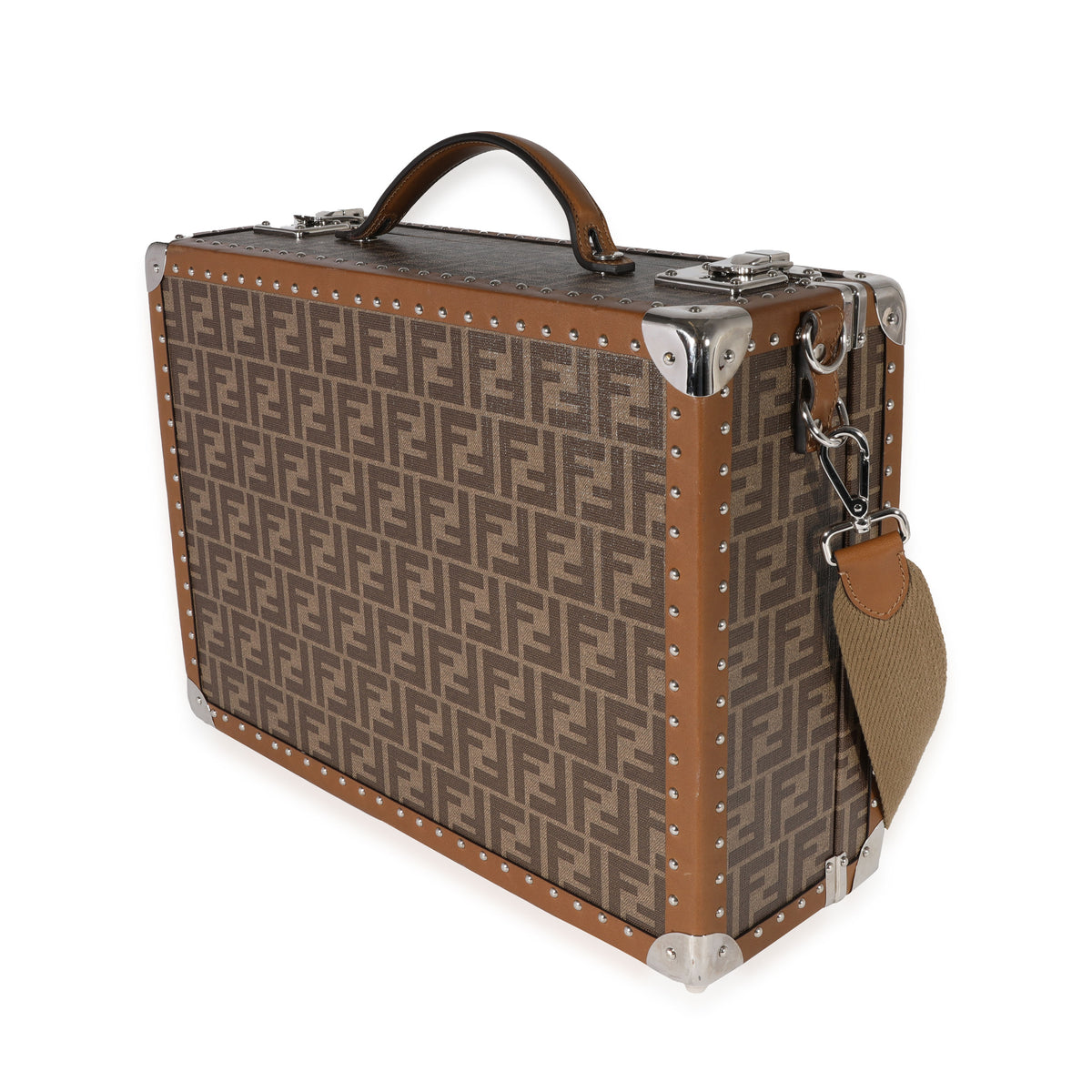 Fendi Brown FF Jacquard Motif Glazed Fabric Medium Rigid Suitcase