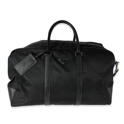 Prada Black Re-Nylon & Saffiano Leather Duffle Bag