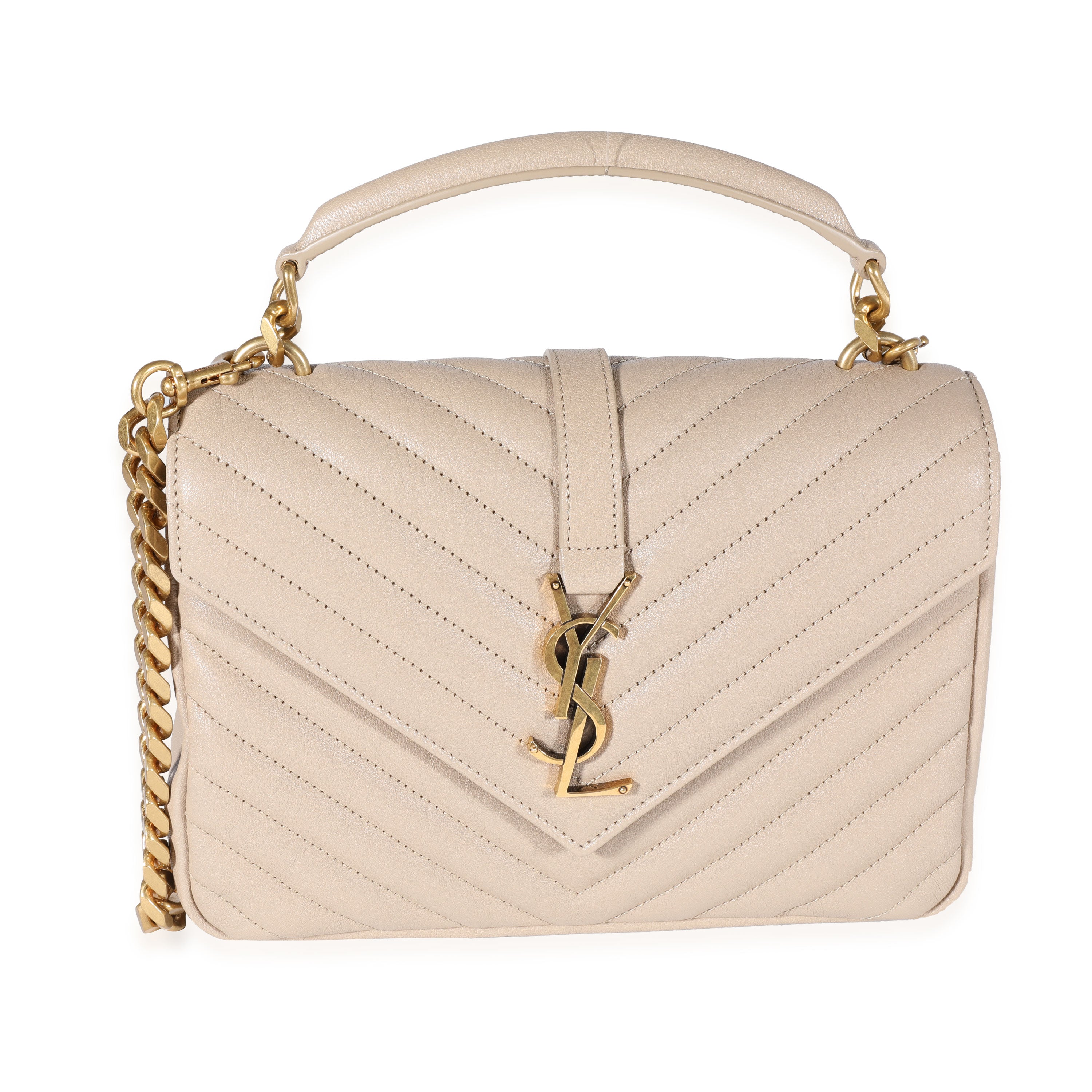 Ysl college bag online dark beige