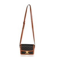 Celine Brown Triomphe Canvas & Calfskin Teen Triomphe Bag