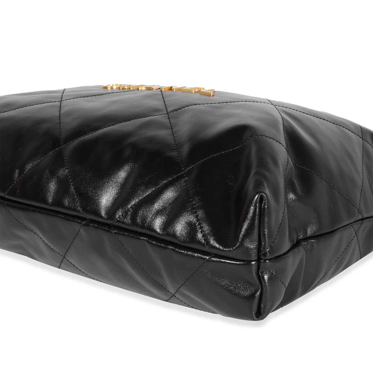 Chanel Matelasse Quilted Black Shimmer Leather Chain Shoulder Tote Bag