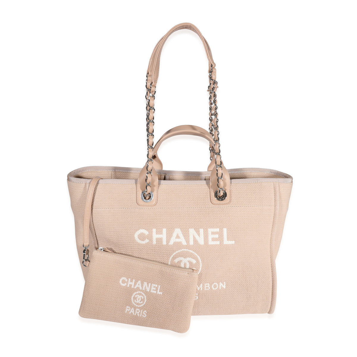 Chanel Beige Canvas & Leather Large Deauville Tote