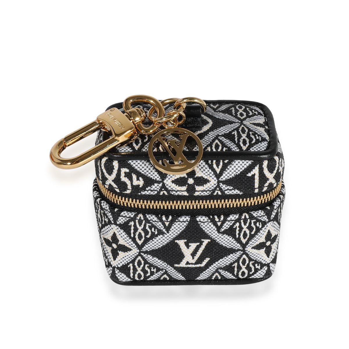 Louis Vuitton Black & White Jacquard Since 1854 Vanity Bag Charm, myGemma