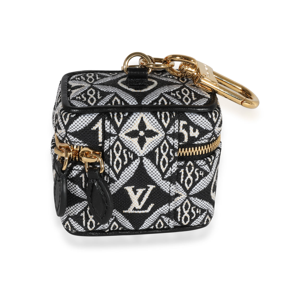 Louis Vuitton Black & White Jacquard Since 1854 Vanity Bag Charm, myGemma