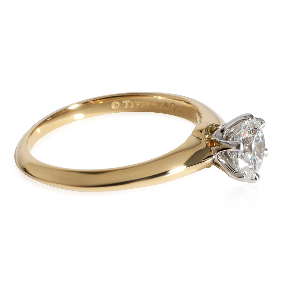 Tiffany & Co. Solitaire Ring in 18k Yellow Gold/Platinum 0.61 CTW