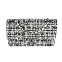 Chanel Black & White Tweed Medium Classic Double Flap Bag