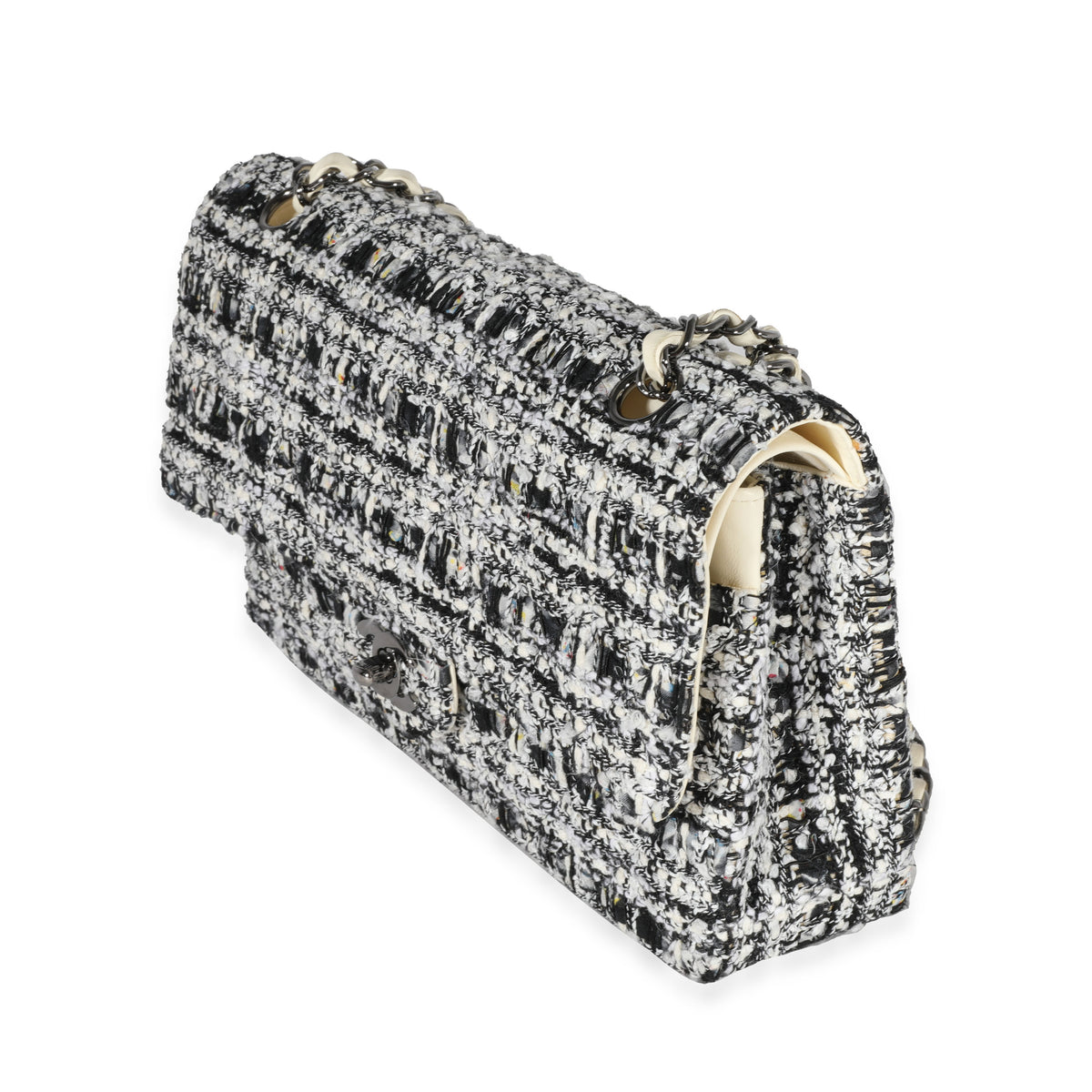 Chanel Black & White Tweed Medium Classic Double Flap Bag
