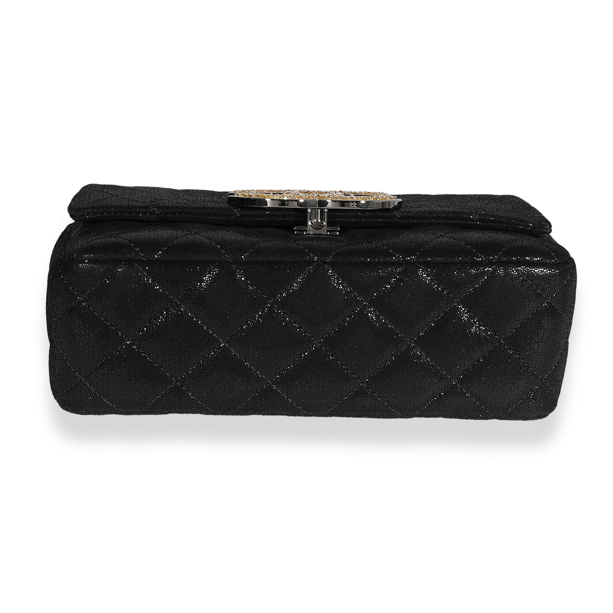 Chanel Black Quilted Nubuck Crystal CC Flap Bag