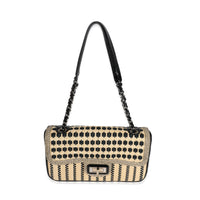 Chanel Beige & Black Raffia Cannes Mademoiselle Single Flap Bag