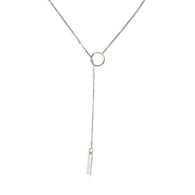 Gucci Logo Lariat Chain Bar Necklace in 18K White Gold