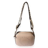 Stella McCartney Taupe Vegan Leather Perforated Logo Camera Bag