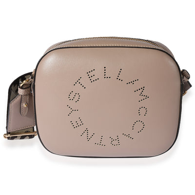 Stella McCartney Taupe Vegan Leather Perforated Logo Camera Bag