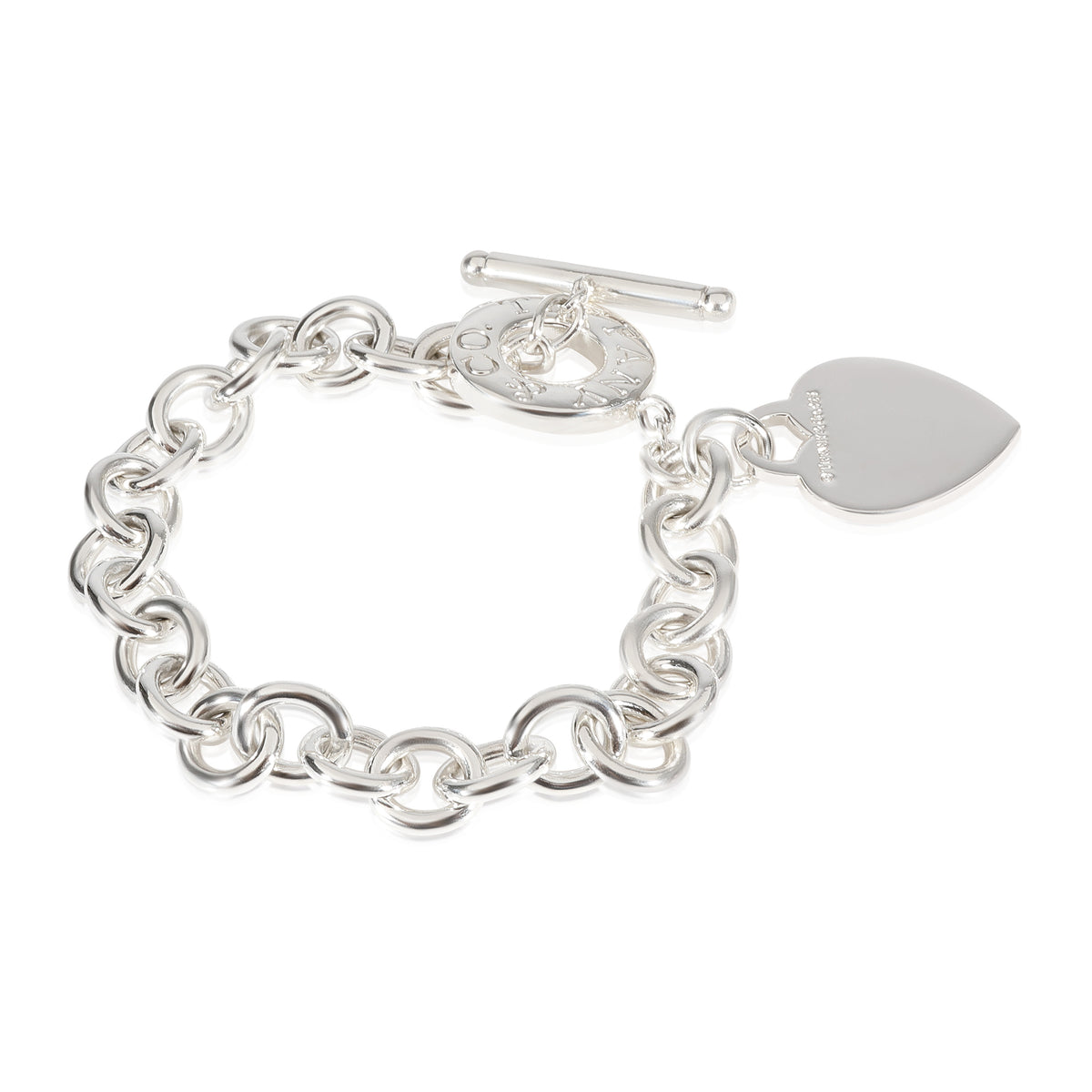 Tiffany & Co. Toggle Bracelet with Heart Charm in 925 Sterling Silver