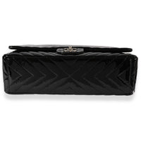 Chanel Black Patent Leather Chevron Quilted Maxi Classic Single Flap Bag