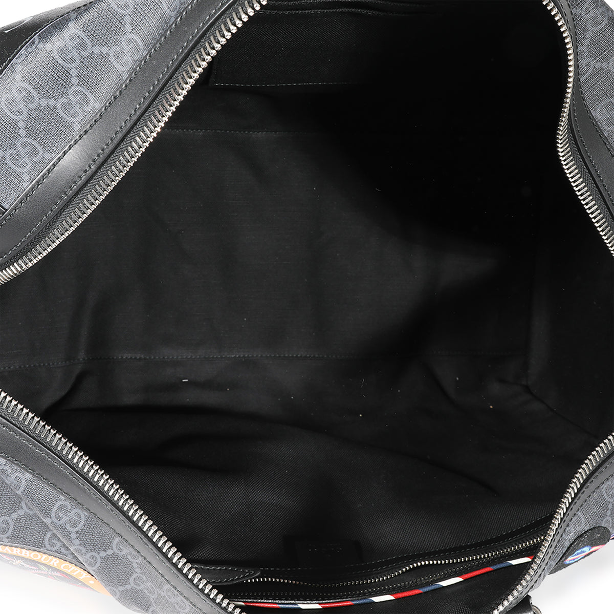 Black Large GG Supreme Carry-On Duffle Bag