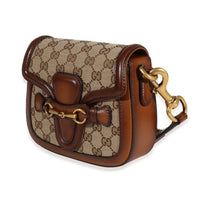 Gucci Brown Leather & GG Canvas Small Lady Web Shoulder Bag