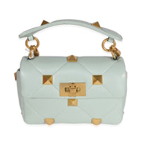 Valentino Water Green Quilted Lambskin Small Roman Stud Bag