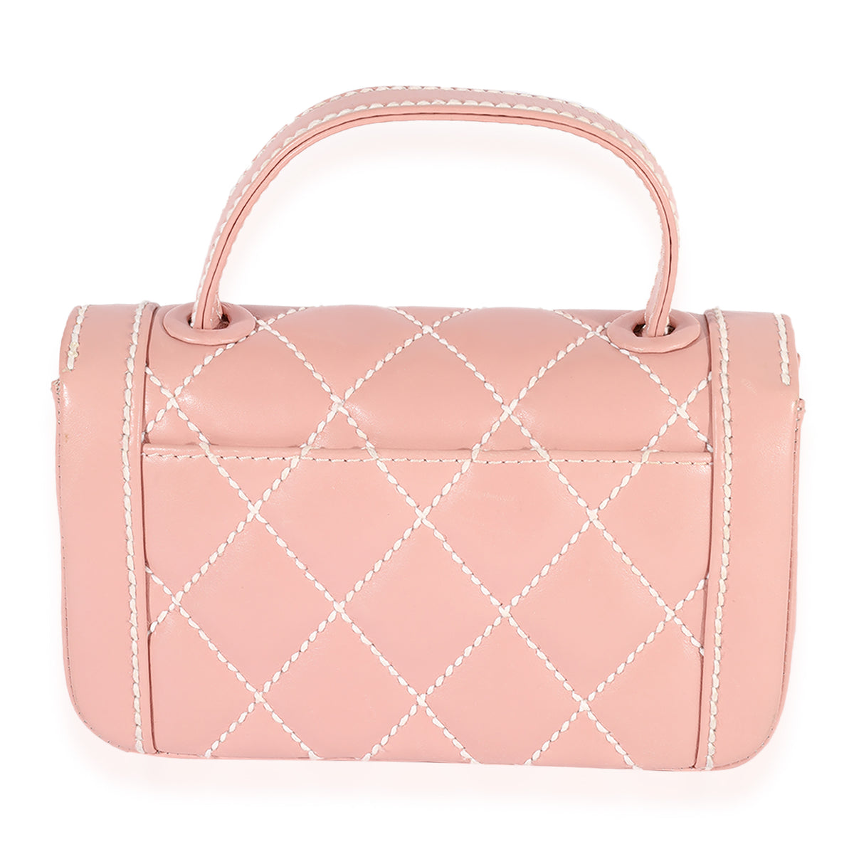 Chanel Pink Calfskin Wild Stitch Mini Top Handle Bag